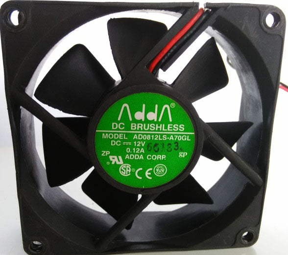 ADDA AD0812LS-A70GL 12V 0.12A 1.44W 2wires Cooling Fan ADDA AD0812LS-A70GL 12V 0.12A 1.44W 2wires Cooling Fan